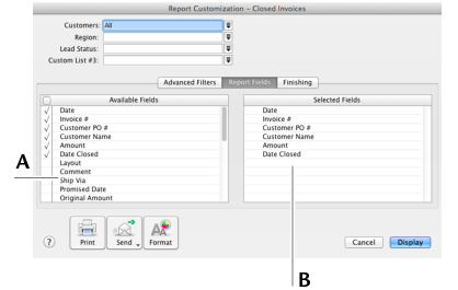 Select the required fields